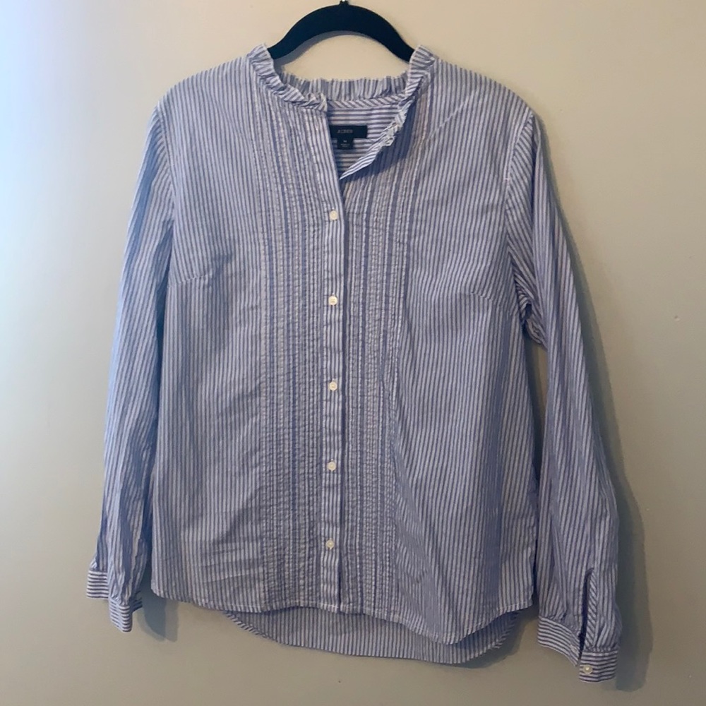 J.Crew Blue & White stripe Cotton Blouse (M)